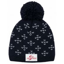 NOWA CZAPKA ZIMOWA SKI AUSTRIA POMPON BEANIE BLACK/WHITE WEŁNA