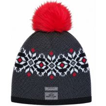 NOWA CZAPKA ZIMOWA SKI AUSTRIA POMPON BEANIE GREY/RED