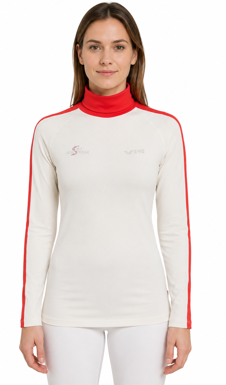 Nowa damska bluzka golf Ski Austria White Red, rozmiar L