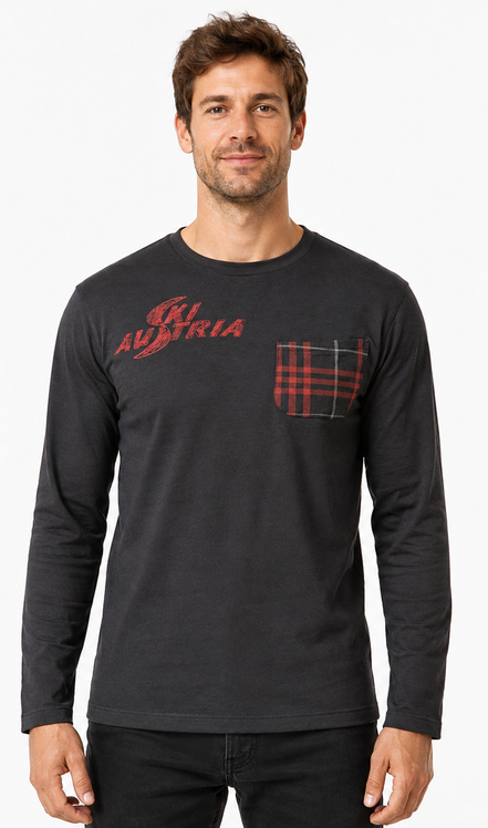 NOWY MĘSKI LONGSLEEVE SKI AUSTRIA BLACK ROZMIAR S