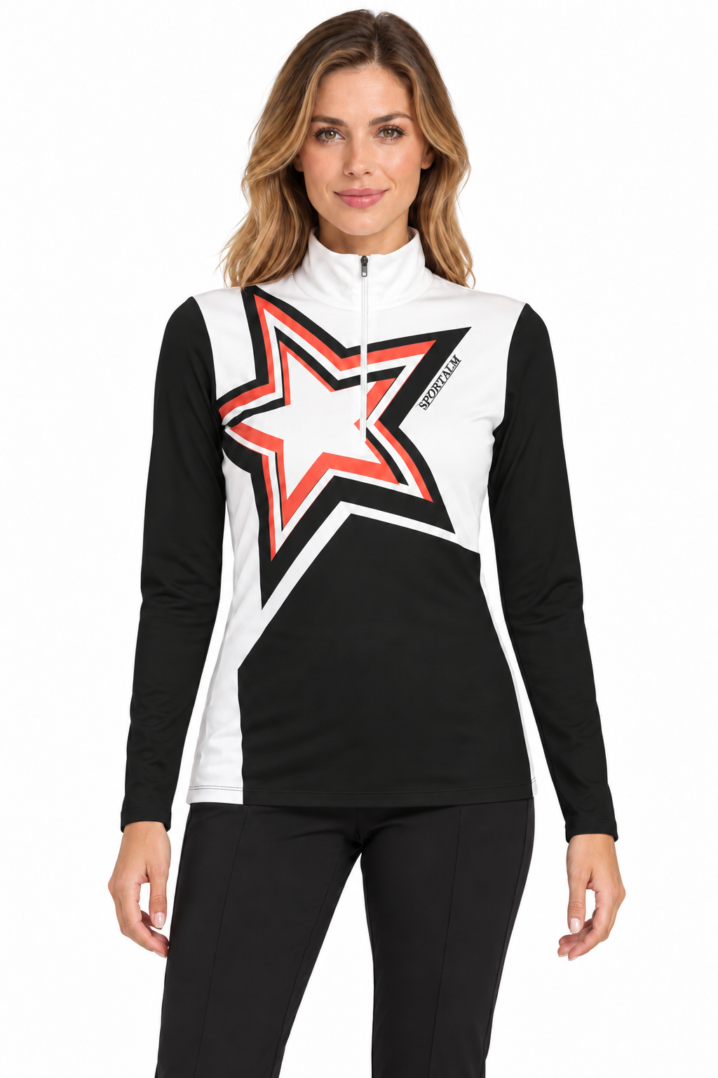 NOWY DAMSKI MIDLAYER SPORTALM PRIX FLEECE BLACK/OPTI WHITE ROZMIAR 44