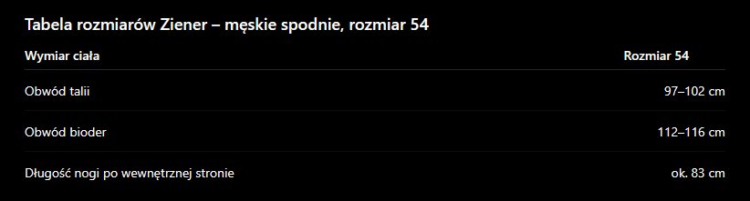 NOWE MĘSKIE SPODNIE ZIENER TALINIS MAN 20K BLACK ROZMIAR 54