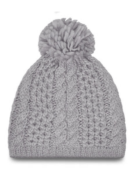 NOWA DAMSKA CZAPKA EISBAR AFRA POMPON MU LIGHT GREY - MERINO