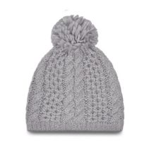NOWA DAMSKA CZAPKA EISBAR AFRA POMPON MU LIGHT GREY - MERINO