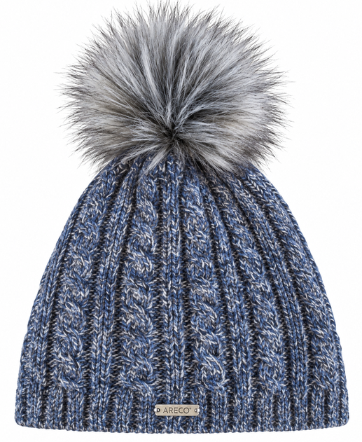 NOWA CZAPKA ARECO PUDELMUTZE TWEED MERINO I JEDWAB BLUE/GREY