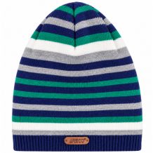 NOWA DZIECIĘCA CZAPKA ARECO BEANIE BLACK NAVY/GREEN STRIPES