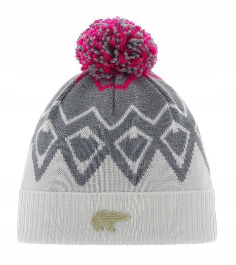 NOWA DAMSKA CZAPKA EISBAR ZIGGY POMPON BEANIE WHITE/GREY MERINO
